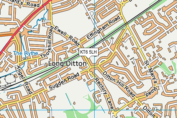 KT6 5LH map - OS VectorMap District (Ordnance Survey)