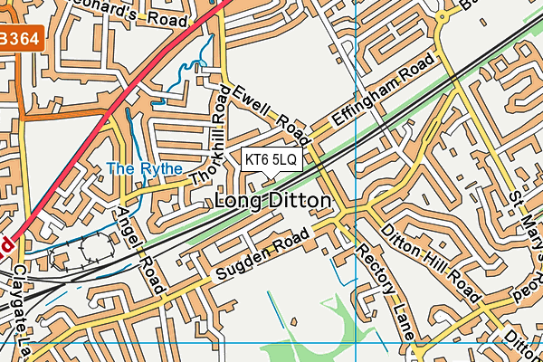 KT6 5LQ map - OS VectorMap District (Ordnance Survey)