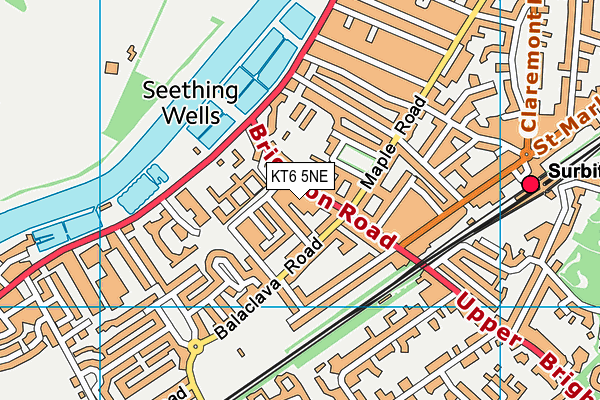 KT6 5NE map - OS VectorMap District (Ordnance Survey)