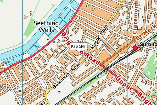 KT6 5NF map - OS VectorMap District (Ordnance Survey)