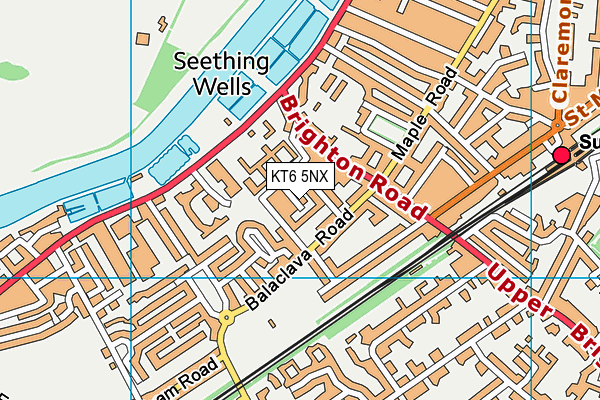 KT6 5NX map - OS VectorMap District (Ordnance Survey)