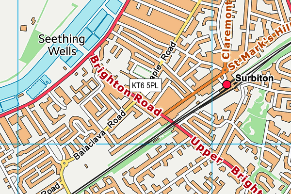 KT6 5PL map - OS VectorMap District (Ordnance Survey)