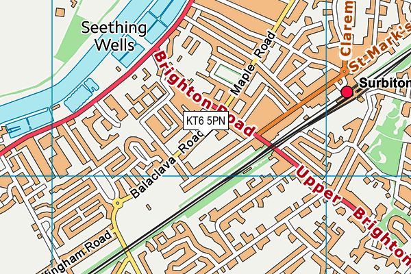 KT6 5PN map - OS VectorMap District (Ordnance Survey)