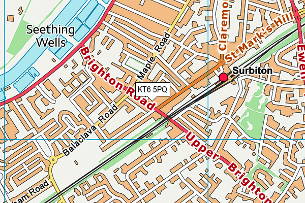 KT6 5PQ map - OS VectorMap District (Ordnance Survey)