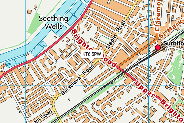 KT6 5PW map - OS VectorMap District (Ordnance Survey)