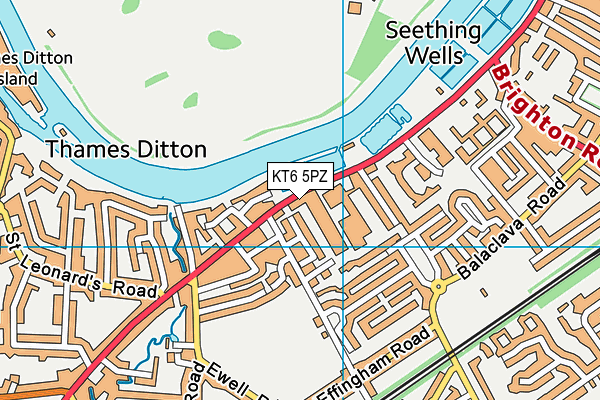 KT6 5PZ map - OS VectorMap District (Ordnance Survey)