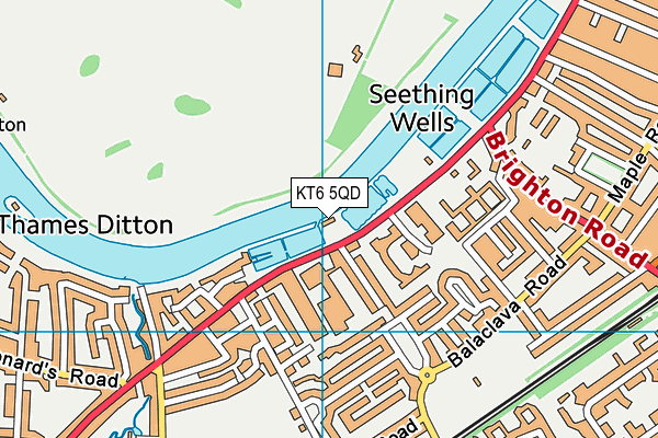 KT6 5QD map - OS VectorMap District (Ordnance Survey)