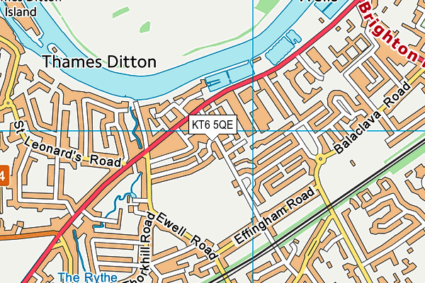 KT6 5QE map - OS VectorMap District (Ordnance Survey)