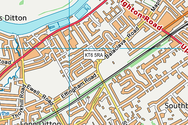 KT6 5RA map - OS VectorMap District (Ordnance Survey)