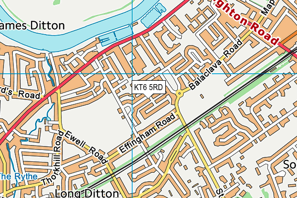 KT6 5RD map - OS VectorMap District (Ordnance Survey)