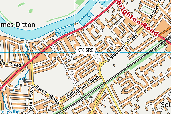 KT6 5RE map - OS VectorMap District (Ordnance Survey)