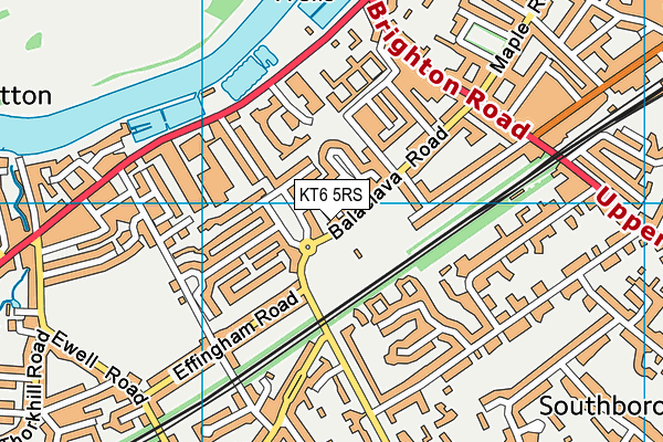 KT6 5RS map - OS VectorMap District (Ordnance Survey)