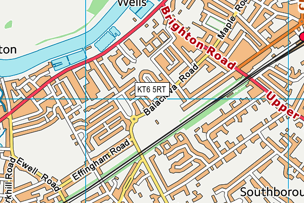 KT6 5RT map - OS VectorMap District (Ordnance Survey)