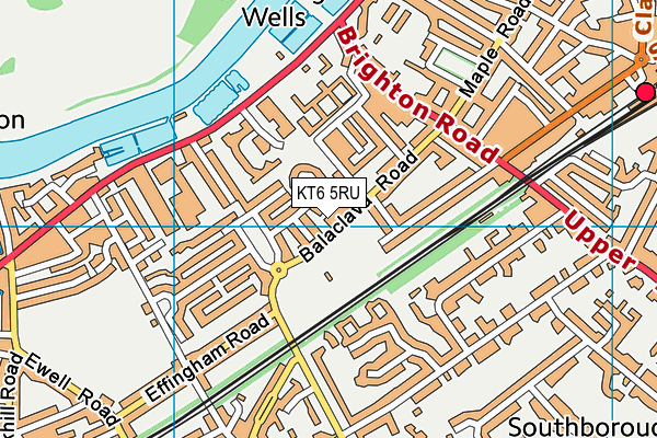 KT6 5RU map - OS VectorMap District (Ordnance Survey)