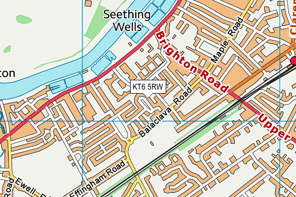 KT6 5RW map - OS VectorMap District (Ordnance Survey)