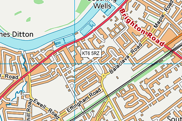 KT6 5RZ map - OS VectorMap District (Ordnance Survey)