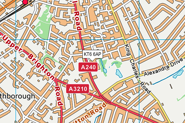 KT6 6AP map - OS VectorMap District (Ordnance Survey)