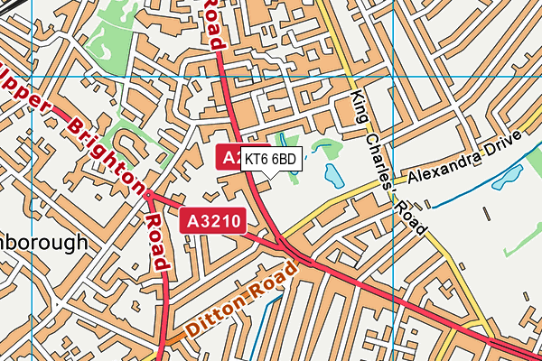 KT6 6BD map - OS VectorMap District (Ordnance Survey)