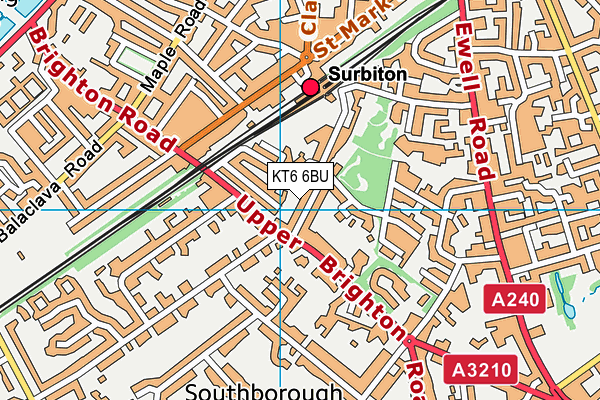 KT6 6BU map - OS VectorMap District (Ordnance Survey)