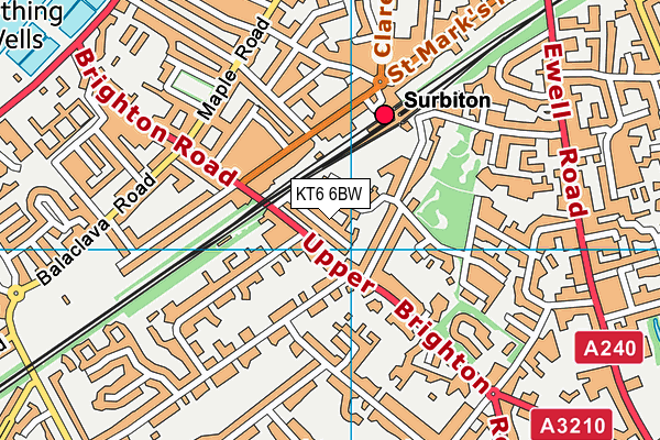 KT6 6BW map - OS VectorMap District (Ordnance Survey)