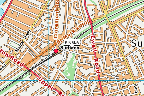 KT6 6DA map - OS VectorMap District (Ordnance Survey)