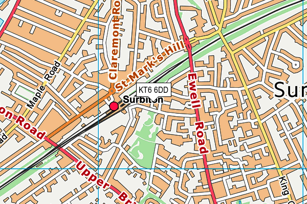 KT6 6DD map - OS VectorMap District (Ordnance Survey)