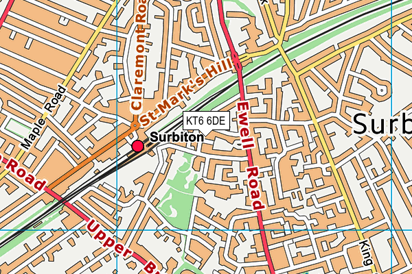 KT6 6DE map - OS VectorMap District (Ordnance Survey)