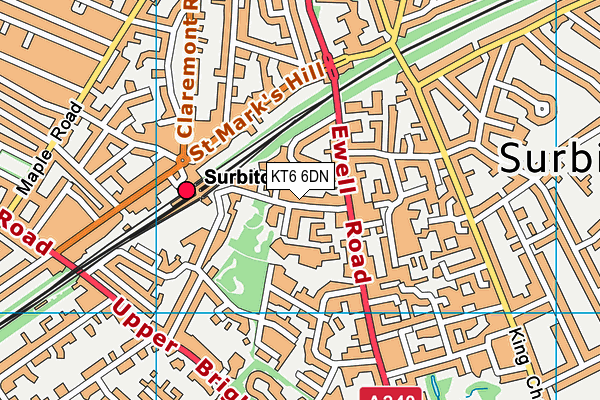 KT6 6DN map - OS VectorMap District (Ordnance Survey)