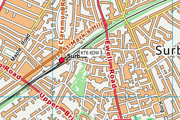 KT6 6DW map - OS VectorMap District (Ordnance Survey)