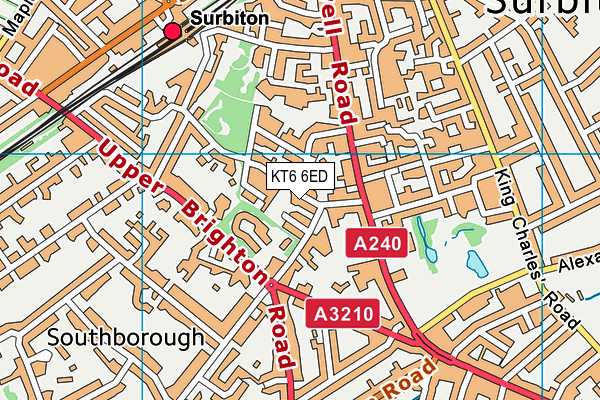 KT6 6ED map - OS VectorMap District (Ordnance Survey)