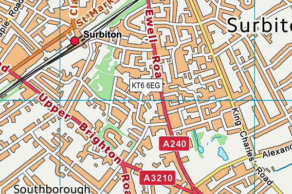 KT6 6EG map - OS VectorMap District (Ordnance Survey)