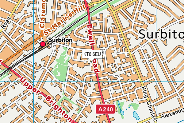 KT6 6EU map - OS VectorMap District (Ordnance Survey)