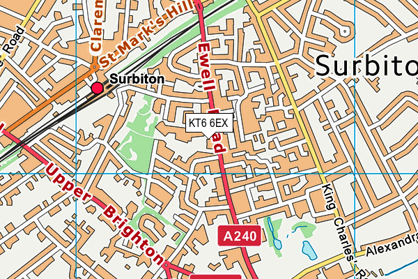 KT6 6EX map - OS VectorMap District (Ordnance Survey)