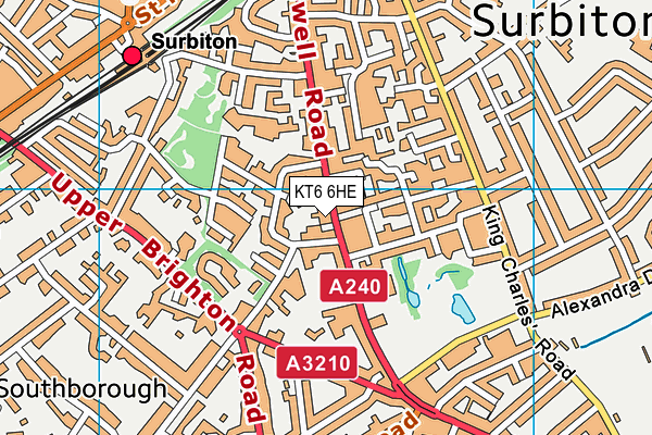 KT6 6HE map - OS VectorMap District (Ordnance Survey)