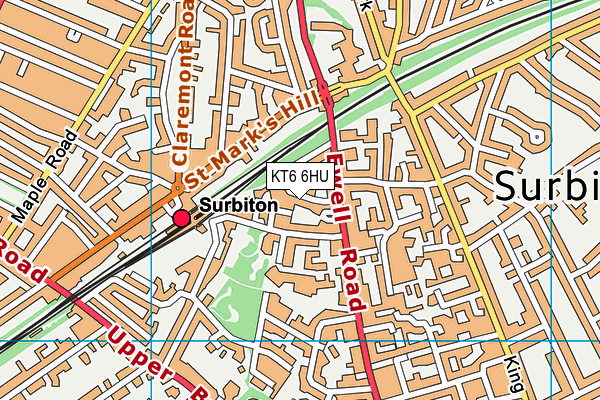 KT6 6HU map - OS VectorMap District (Ordnance Survey)