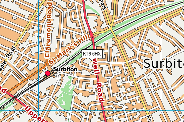 KT6 6HX map - OS VectorMap District (Ordnance Survey)