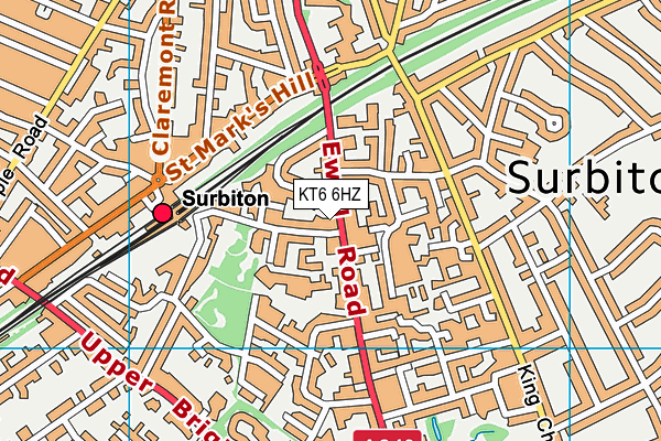 KT6 6HZ map - OS VectorMap District (Ordnance Survey)