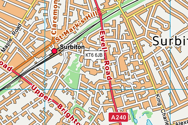 KT6 6JB map - OS VectorMap District (Ordnance Survey)