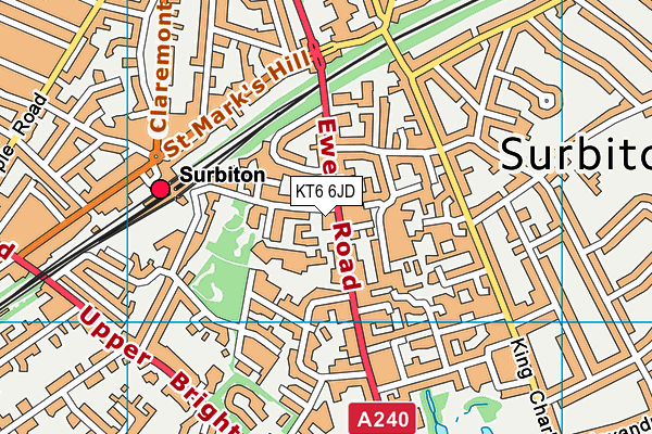 KT6 6JD map - OS VectorMap District (Ordnance Survey)