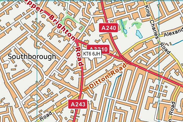 KT6 6JH map - OS VectorMap District (Ordnance Survey)