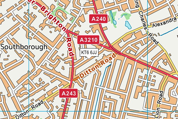 KT6 6JJ map - OS VectorMap District (Ordnance Survey)