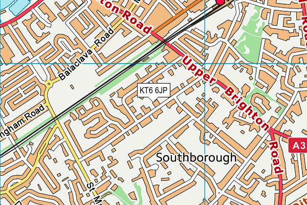 KT6 6JP map - OS VectorMap District (Ordnance Survey)