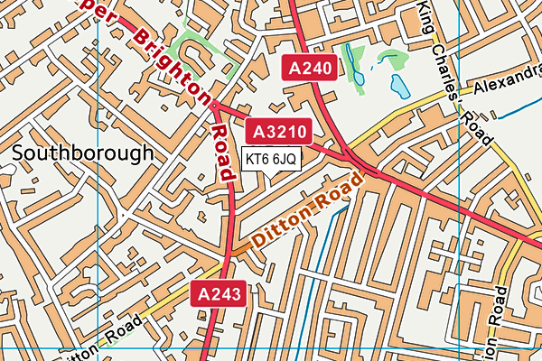 KT6 6JQ map - OS VectorMap District (Ordnance Survey)