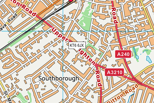 KT6 6JX map - OS VectorMap District (Ordnance Survey)