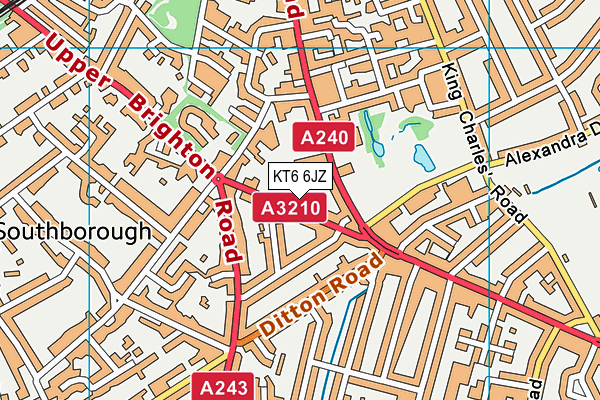 KT6 6JZ map - OS VectorMap District (Ordnance Survey)