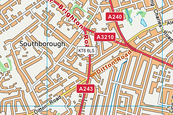 KT6 6LS map - OS VectorMap District (Ordnance Survey)