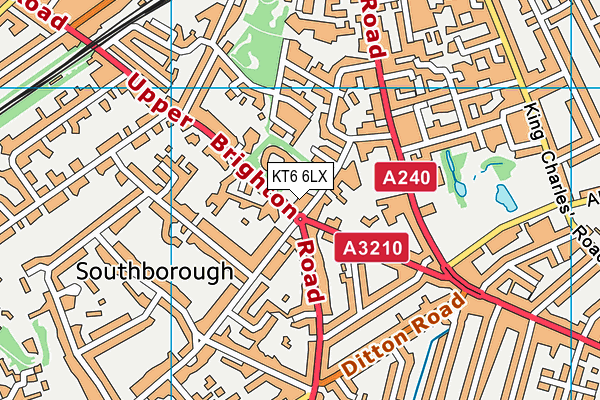 KT6 6LX map - OS VectorMap District (Ordnance Survey)