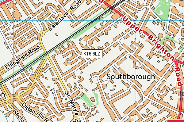 KT6 6LZ map - OS VectorMap District (Ordnance Survey)