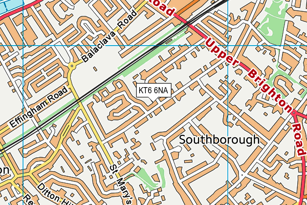 KT6 6NA map - OS VectorMap District (Ordnance Survey)