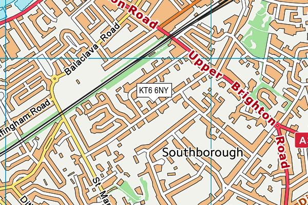 KT6 6NY map - OS VectorMap District (Ordnance Survey)